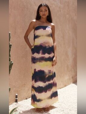 Seven Wonders Oasis dress in storm Strapless Tie-Dye Maxi Dress